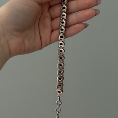 Vintage 925 Sterling Silver Genuine Garnet Tennis Bracelet Adjustable