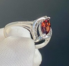 Vintage RJ Sterling Silver 1.00 Ct Marquise Cut Red Garnet Ring Size 10