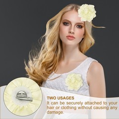 4.7″ Silk Satin Flower Brooch Pin Large Peony Floral Lapel Pin Beige