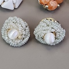 Vintage Cluster Clip On Earrings Lot of 8 Lisner Jonne Sugared Glass Acrylic