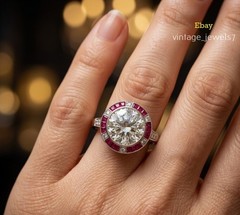 Round Cut 3.50CT Lab Created Diamond Vintage Halo Engagement Ring 14K Gold Over