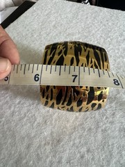 Diane Von Fürstenberg Black And Gold Enamel Cuff Hinged Bracelet Y2K 7”