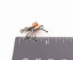 925 Sterling Silver Vintage Pendant Amber Guardian Fairy Angel Charm PT24860