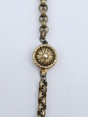 Antique Czech Glass Pendant Necklace Art Nouveau Floral Ivy Cabochon