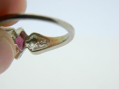 .925 Sterling Silver Almandine Garnet Clear Rhinestone Ring Size 7 Vintage