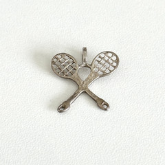 Vintage 925 Sterling Silver Tennis Racket Sports Themed Charm Pendant