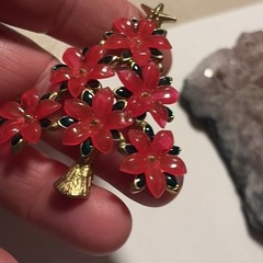 Vintage Unique Signed Lia Poinsettia Christmas Tree-pinkish Red 🌺 Flowers