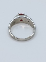 Vintage sterling silver 925 signet-style ring with a deep red gemstone Size 10