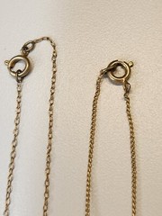 Lot of 2 Vintage Faux-Pearl Necklace Gold Tone Chain Spring Ring