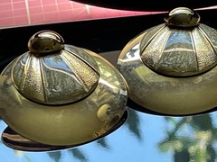 Vintage 1980s Art Deco Revival Gold Tone 1.25″ Round Fan Pierced Statement Earri