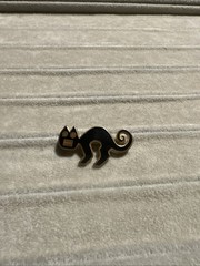 Vtg 1985 MMA Signed Enamel Peruvian Black Cat Pin Brooch