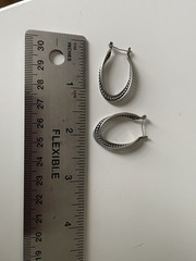 Beau Sterling Silver 925 Vintage mid-century MCM hoop earrings 1” , 5 grams
