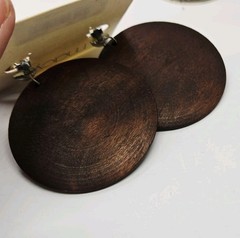 Wood Clip on Earrings Dangle Silver tone Boho 80’s style Vintage Macy’s 2.75 in