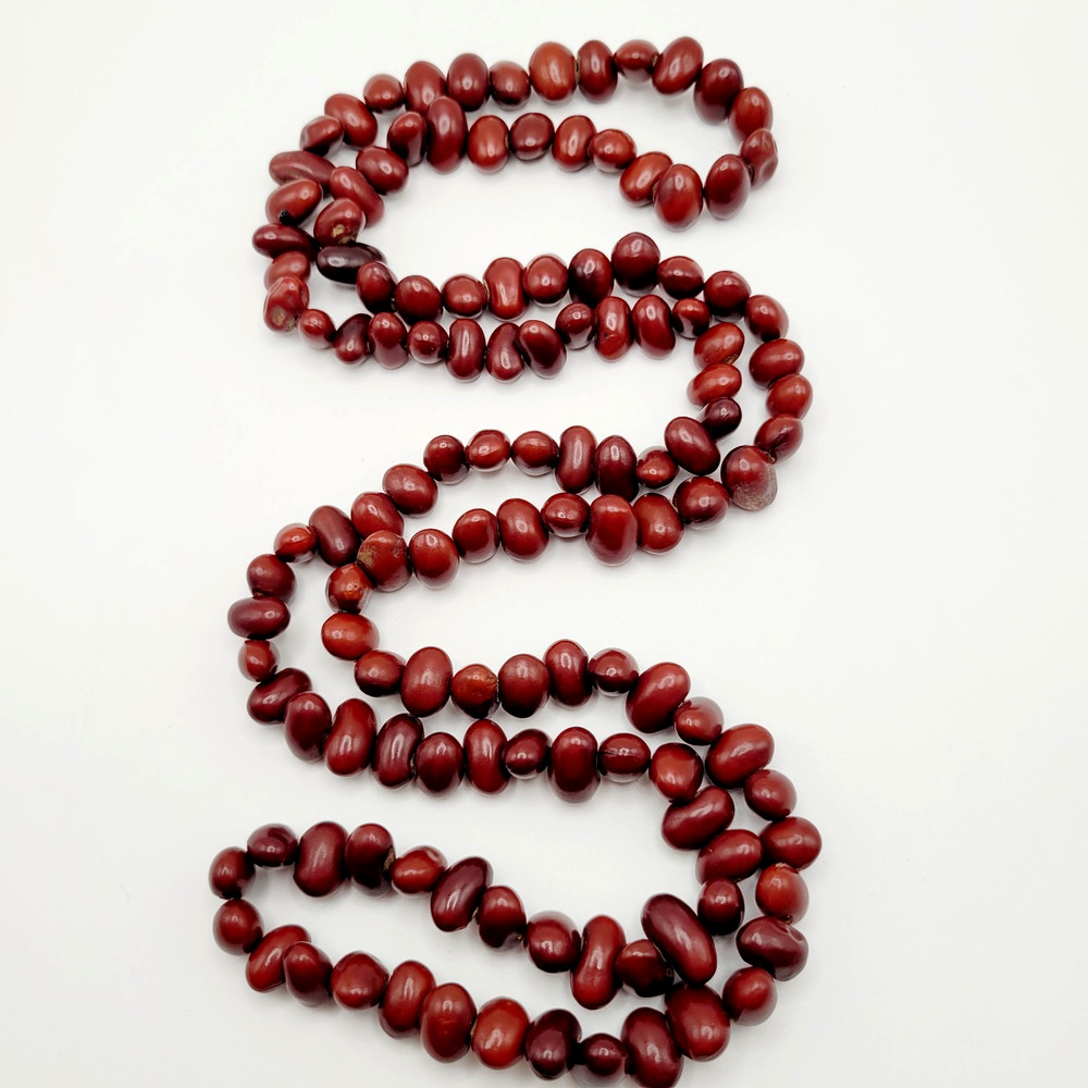 Artisan Hand Strung Red Seed Nut Bead Single Strand Infinity No Clasp Necklace