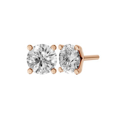 Round Lab Grown Diamond Stud Earrings 14K Gold Solitaire Everyday Fine Jewelry