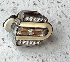 Givenchy Art Deco Clip-On Earrings & Baguette Crystals Rhinestones READ
