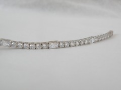 Vintage Sterling Silver 925 Baguette Cubic Zirconia Tennis Bracelet 7″
