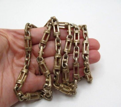 Vintage Heavy Silver & Copper Bar & Cage 7.80mm Link Chain Necklace 30 Inch