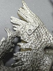 Vintage JJ Jonette Brooch Pewter Horse Pegasus Purple Glitter 3.5 Inches