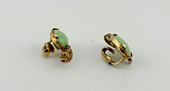 Vintage Designer Sorrento Sterling 925 Silver Green Turquoise Clip On Earrings