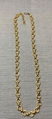 Vintage Monet Gold Toned, Circles And Crosses, 24 Inch,Statement Necklace Signed