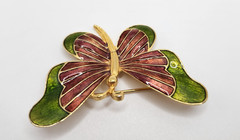 Vintage Gold tone Brooch Lot 4 pieces Crown Trifari MFA Butterfly Leaf Star
