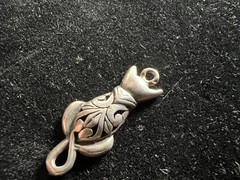 JEZLAINE CAT Brooch Pendant Signed Sterling Silver 925 1.6 grams