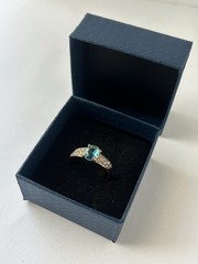 Vintage Blue Cubic Zirconia Ring Gold Plated Womens Size 8.5