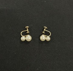 Vintage JMS 1/20 12K GF Double Pearl Stud Earrings With Screw Backs