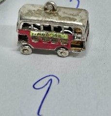 Vintage Get it at HARRODS. Doubledecker Bus No # Sterling Bracelet Charm