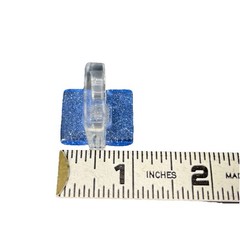 Modernist Clear Lucite Ring Blue Glitter Rhinestone Size 8 Chunky Post Modern