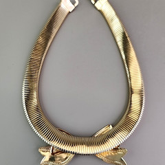 Vintage Omega Bow Necklace Chunky Ribbon Wide 16.5″