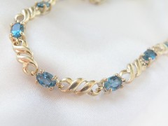 Sterling Silver 925 Natural Heated London Blue Topaz Tennis Bracelet 8″