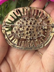 VTG Brutalist David Andersen Norway Bronse INV UNN Tangerud Pendant Brooch Pin