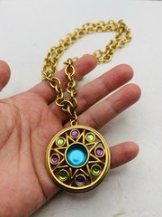 Vintage Gold Tone Pastel Renfaire Medallion Chunky Liz Claiborne 28” Necklace