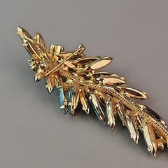 Vintage Rhinestone Brooch Clip Earrings Set Blue Waterfall Articulated Designer
