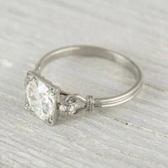 2.90Ct Lab Created Diamond Art Deco Style Engagement 14K White Gold Finish Ring