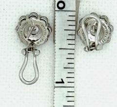 Judith Ripka 925 Sterling Flower CZ Cluster Round Earrings JR case bag Pierced