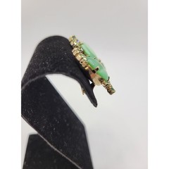 Light Green Glass Rhinestone Clip On Earrings Goldtone Prong Set Stones Gorgeous