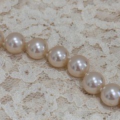 Vintage Swarovski Swan Faux Pearl Choker Necklace Red Crystal Gold Tone