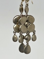 Topaz Faux Pearl Cabochon & Rhinestone Dangle Drop Earrings Vintage 2.5 Inches