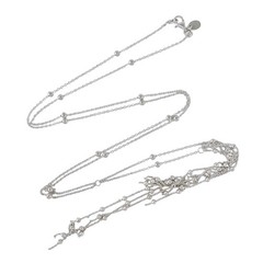 Beaded Y Lariat Necklace | Long Drop Station Chain | Sterling Silver 925 24”