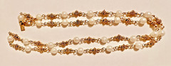 STUNNING VINTAGE SIGNED REVLON PEARL GOLD TONE STATION 24″ NECKLACE CLASSIC