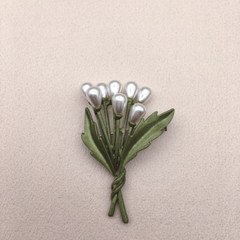 Retro Green Plant Leaf Pearl Brooch Flower Pin Women Jewelry Accessory Gift