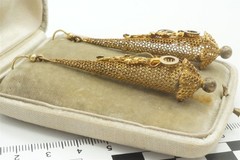 ANTIQUE ENGLISH GEORGIAN PINCHBECK LONG DROP EARRINGS STARS Etc.