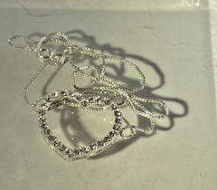 Vintage NOS Open Heart CZ Slide Pendant Necklace 18″ Box Chain