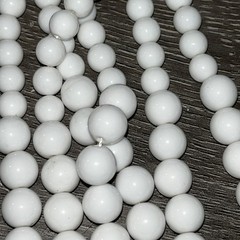 Vintage MCM White 7 Strand Chunky Statement Necklace BIB 30in Long Acrylic Beads