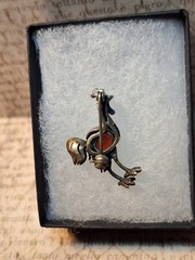 Small Sterling Markasite Rooster Chicken Brooch Pin