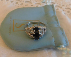 Ross Simons Sterling Silver Black Spinel Diamond Accented Ring 925 Size 10