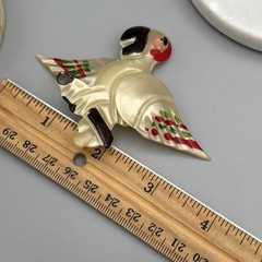 Vintage Lucite Parrot Brooch Reverse Carved Bird Pin 1940s